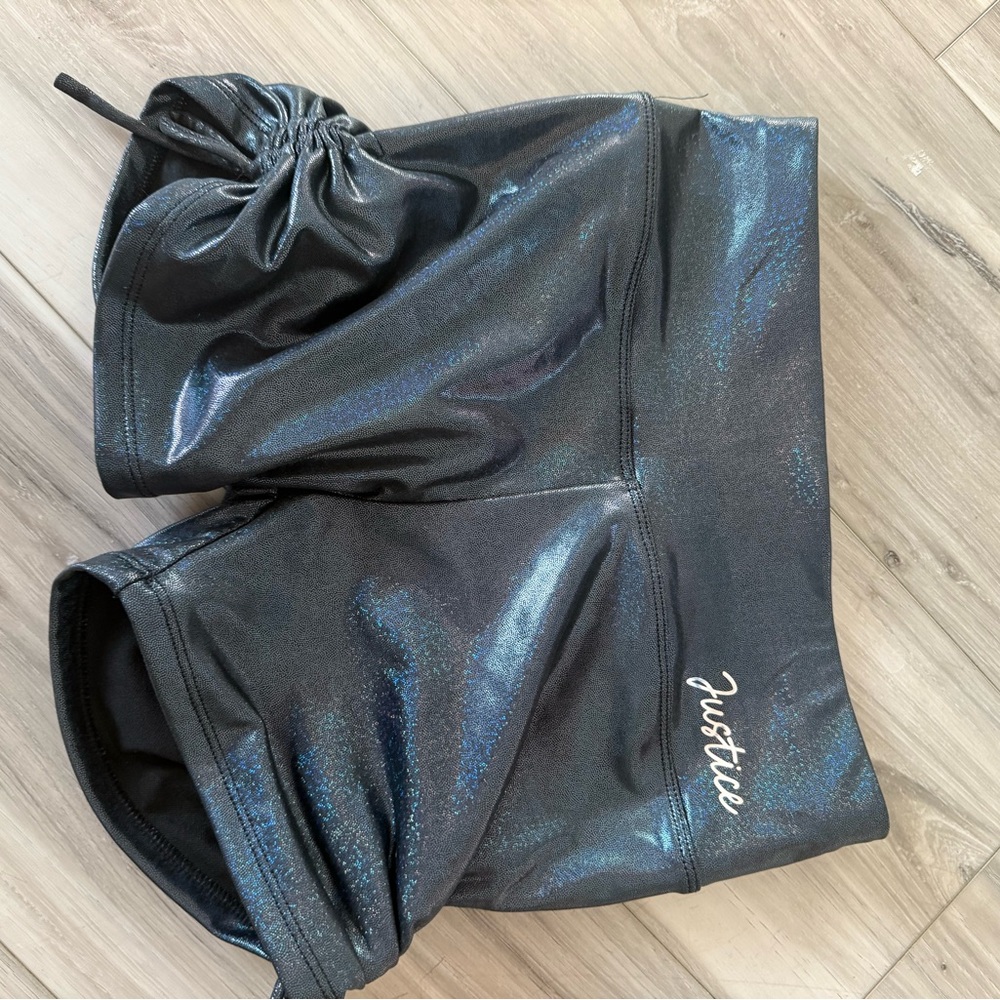 Justice Blackish Blue Shimmer Kids Shorts